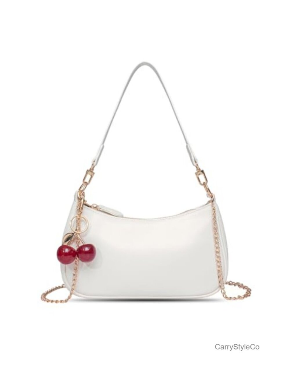 Faux Leather Hobo Shoulder Bag with Removable Straps Cherry Charm Clutch